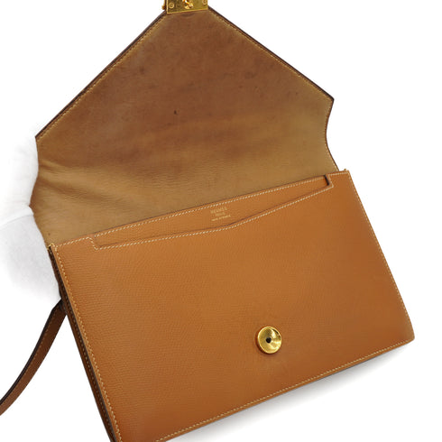 HERMES LYDIE GOLD COUCHEVEL CLUTCH SHOULDER BAG 1983 CIRCLE M GOLD HARDWARE 90333178