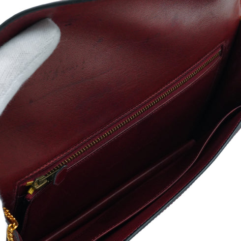 HERMES LYDIE ROUGE H BOX CALF CLUTCH SHOULDER BAG 1985 CIRCLE O GOLD HARDWARE 90335792