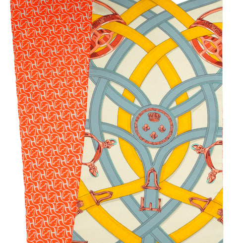 HERMES MAXI TWILLY SCARF CUT CAVALCADOUR A CHEVAL ORANGE SILK 90348512