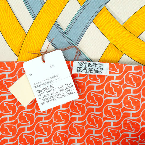 HERMES MAXI TWILLY SCARF CUT CAVALCADOUR A CHEVAL ORANGE SILK 90348512