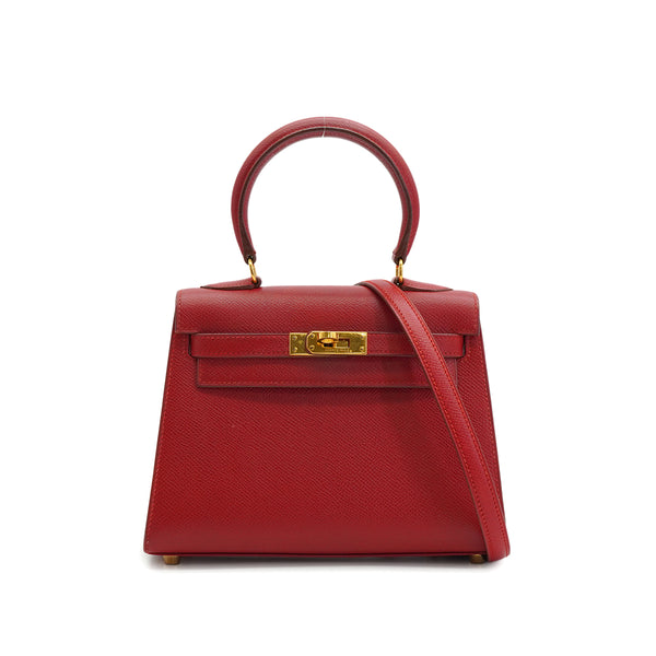 HERMES ミニケリー20 ルージュ クシュベル ハンド ショルダー バッグ 1995年製 Y刻印 ゴールド金具 90233732