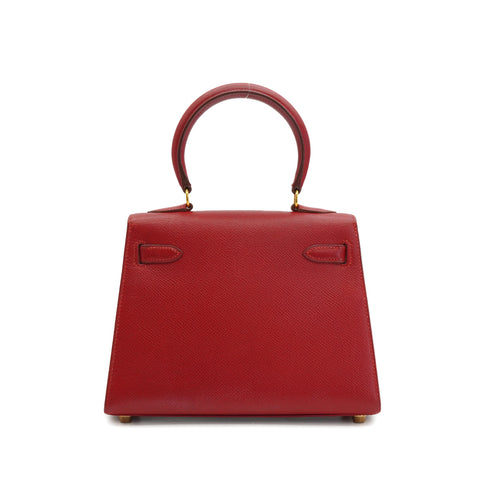 HERMES MINI KELLY 20 ROUGE COUCHVEL HAND SHOULDER BAG 1995 CIRCLE Y GOLD HARDWARE 90233732