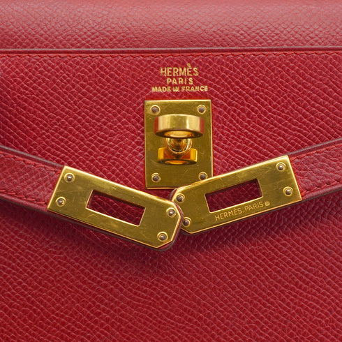 HERMES MINI KELLY 20 ROUGE COUCHVEL HAND SHOULDER BAG 1995 CIRCLE Y GOLD HARDWARE 90233732