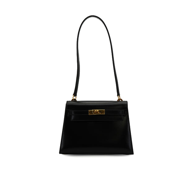 HERMES ミニケリー 20 セリエ ブラック ボックスカーフ ショルダーバッグ 1973年製 〇C刻印 ゴールド金具 90331863
