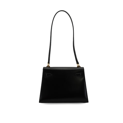 HERMES MINI KELLY 20 SELLIER BLACK BOX CALF SHOULDER BAG 1973 CIRCLE C GOLD HARDWARE 90331863