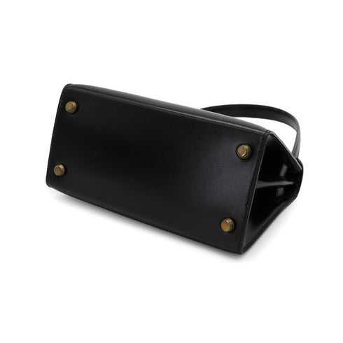 HERMES MINI KELLY 20 SELLIER BLACK BOX CALF SHOULDER BAG 1973 CIRCLE C GOLD HARDWARE 90331863