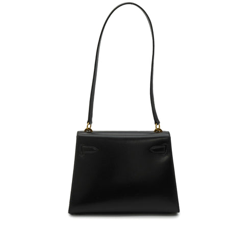 HERMES MINI KELLY 20 SELLIER BLACK BOX CALF SHOULDER BAG 1973 CIRCLE C GOLD HARDWARE 90344576