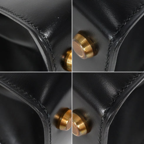 HERMES MINI KELLY 20 SELLIER BLACK BOX CALF SHOULDER BAG 1973 CIRCLE C GOLD HARDWARE 90344576