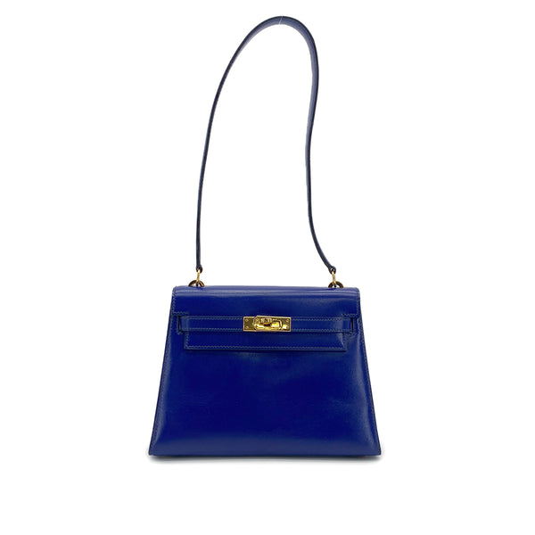 HERMES MINI KELLY 20 SELLIER BLUE ROY BOXCALF SHOULDER BAG 1988 CIRCLE R GOLD HARDWARE 90318199