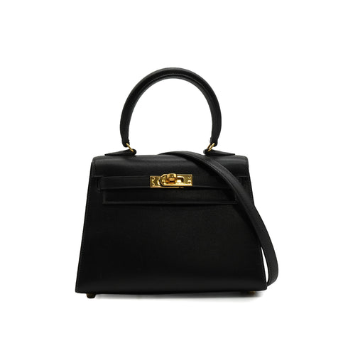 HERMES MINI KELLY 20 SELLIER POUSSIERE MADAME SHOULDER BAG 1993 CIRCLE W PERMABRASS GOLD HARDWARE 90346641