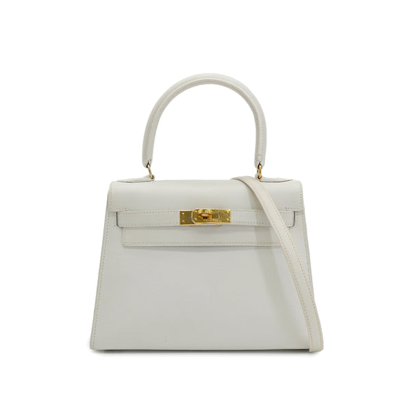 HERMES ミニケリー 20 白 グラネ ハンド ショルダー バッグ 1985年製 丸O刻印 ゴールド金具 90227517