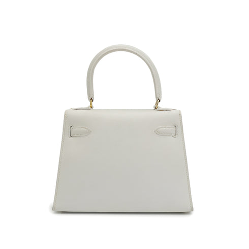 HERMES MINI KELLY 20 WHITE GRAINE HAND SHOULDER BAG 1985 CIRCLE O GOLD HARDWARE 90227517