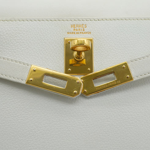 HERMES MINI KELLY 20 WHITE GRAINE HAND SHOULDER BAG 1985 CIRCLE O GOLD HARDWARE 90227517