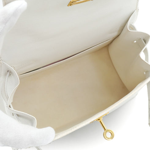 HERMES MINI KELLY 20 WHITE GRAINE HAND SHOULDER BAG 1985 CIRCLE O GOLD HARDWARE 90227517
