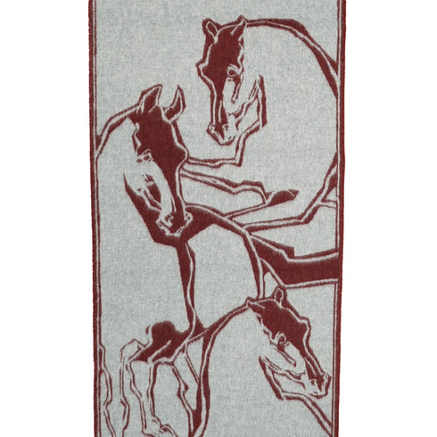 HERMES MUFFLER LA DANSE DES CHEVAUX BORDEAUX CASHMERE ACCESSORY 90347867