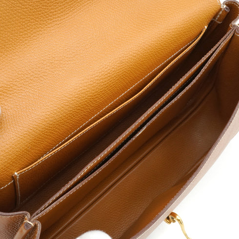 HERMES NATURAL COUCHEVEL WOOD SHOULDER BAG 1981 CIRCLE K GOLD HARDWARE 90341433