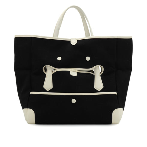 HERMES PASSE PASSE 35 BLACK WHITE TOILE H HAND BAG 2014 SQUARE R 90351636
