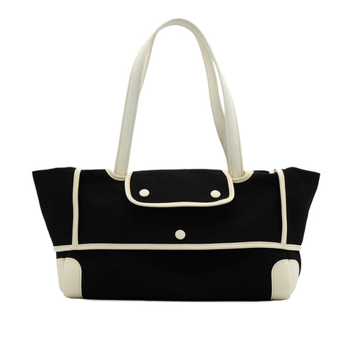 HERMES PASSE PASSE 35 BLACK WHITE TOILE H HAND BAG 2014 SQUARE R 90351636