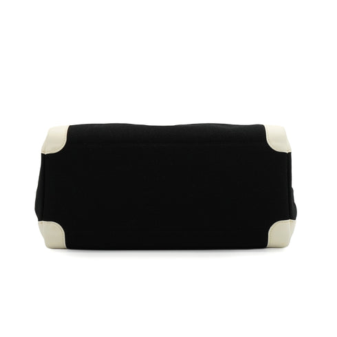 HERMES PASSE PASSE 35 BLACK WHITE TOILE H HAND BAG 2014 SQUARE R 90351636