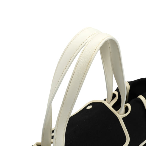 HERMES PASSE PASSE 35 BLACK WHITE TOILE H HAND BAG 2014 SQUARE R 90351636