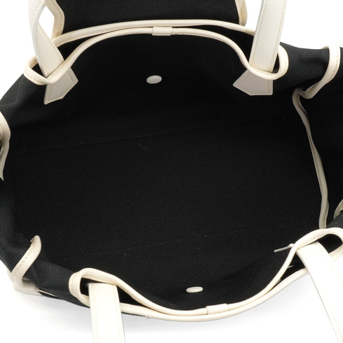 HERMES PASSE PASSE 35 BLACK WHITE TOILE H HAND BAG 2014 SQUARE R 90351636
