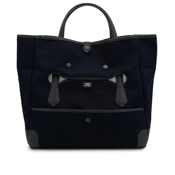HERMES PASSE PASSE 35 BLUE MARINE BLACK TOILE GOELAND VEAU SWIFT HAND SHOULDER BAG 2014 SQUARE R 90324134