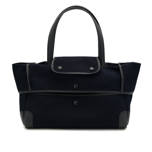 HERMES PASSE PASSE 35 BLUE MARINE BLACK TOILE GOELAND VEAU SWIFT HAND SHOULDER BAG 2014 SQUARE R 90324134