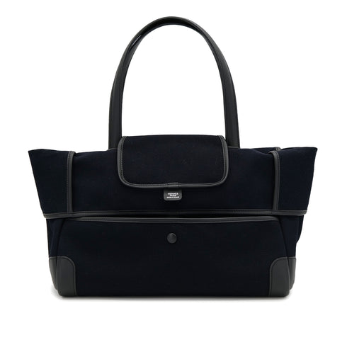 HERMES PASSE PASSE 35 BLUE MARINE BLACK TOILE GOELAND VEAU SWIFT HAND SHOULDER BAG 2014 SQUARE R 90324134
