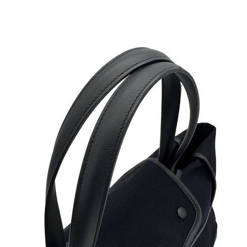 HERMES PASSE PASSE 35 BLUE MARINE BLACK TOILE GOELAND VEAU SWIFT HAND SHOULDER BAG 2014 SQUARE R 90324134