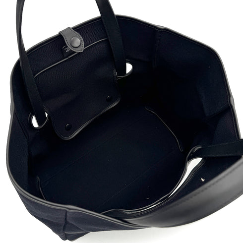 HERMES PASSE PASSE 35 BLUE MARINE BLACK TOILE GOELAND VEAU SWIFT HAND SHOULDER BAG 2014 SQUARE R 90324134