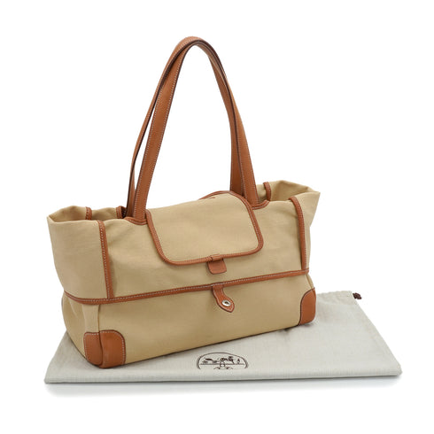 HERMES PASSE PASSE 35 GOLD TOILE GOELAND HAND BAG 2014 SQUARE R 90351096