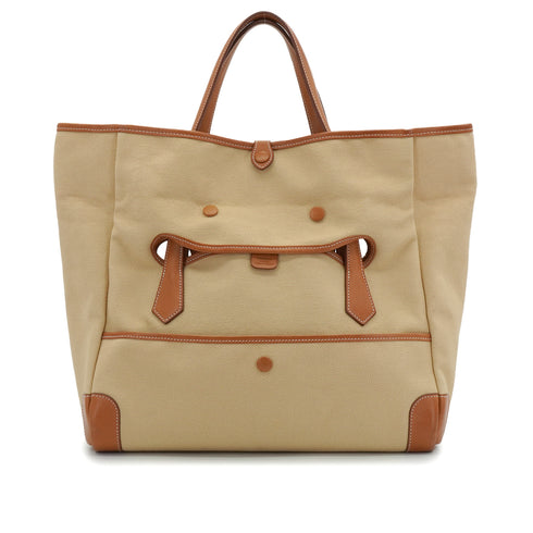 HERMES PASSE PASSE 35 GOLD TOILE GOELAND HAND BAG 2014 SQUARE R 90351096