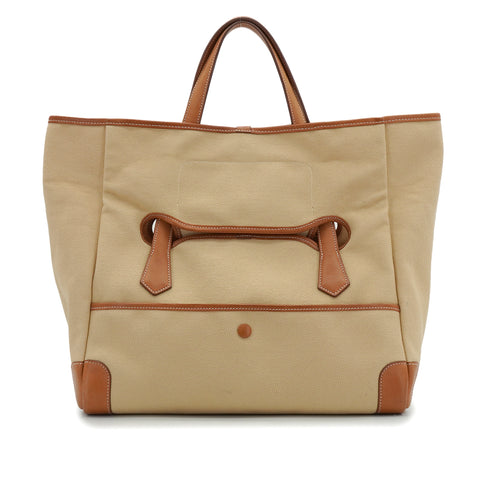 HERMES PASSE PASSE 35 GOLD TOILE GOELAND HAND BAG 2014 SQUARE R 90351096