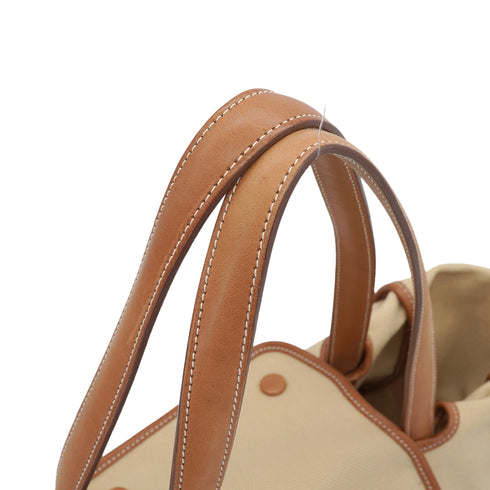 HERMES PASSE PASSE 35 GOLD TOILE GOELAND HAND BAG 2014 SQUARE R 90351096