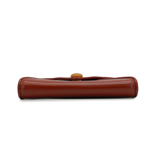 HERMES ENVELOPE BRIQUE BOX CALF CLUTCH SHOULDER BAG 1974 CIRCLE D 90348310