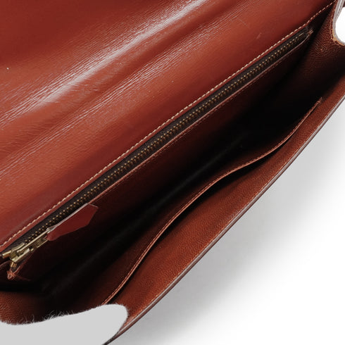 HERMES ENVELOPE BRIQUE BOX CALF CLUTCH SHOULDER BAG 1974 CIRCLE D 90348310