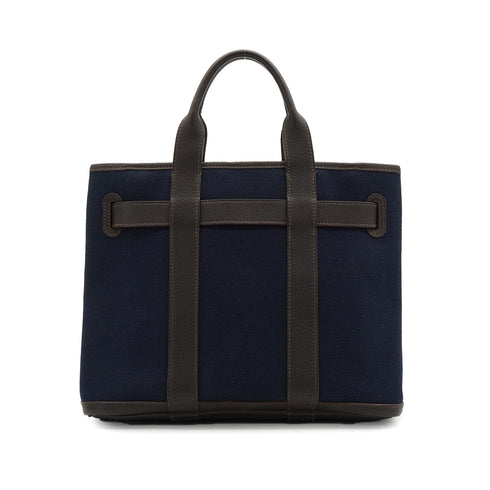 HERMES PETITE CEINTURE PM BLUE INDIGO EBENE VEAU NEGONDA TOILE MILITAIRE TOTE BAG 2006 SQUARE J 90348504