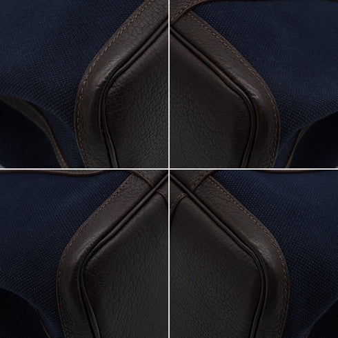 HERMES PETITE CEINTURE PM BLUE INDIGO EBENE VEAU NEGONDA TOILE MILITAIRE TOTE BAG 2006 SQUARE J 90348504