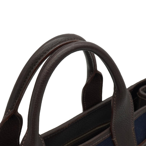 HERMES PETITE CEINTURE PM BLUE INDIGO EBENE VEAU NEGONDA TOILE MILITAIRE TOTE BAG 2006 SQUARE J 90348504