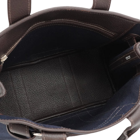 HERMES PETITE CEINTURE PM BLUE INDIGO EBENE VEAU NEGONDA TOILE MILITAIRE TOTE BAG 2006 SQUARE J 90348504