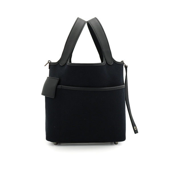 HERMES PICOTIN LOCK 18 PM CARGO POCKET BLACK TOILE GOELAND VEAU SWIFT 2022 U STAMP PALLADIUM HARDWARE 90335823