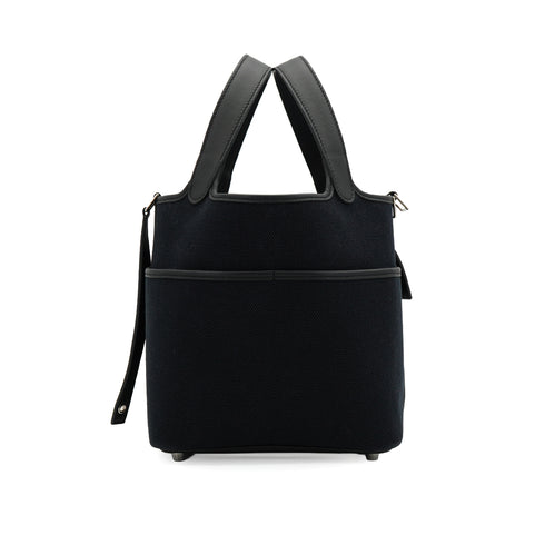 HERMES PICOTIN LOCK 18 PM CARGO POCKET BLACK TOILE GOELAND VEAU SWIFT 2022 U STAMP PALLADIUM HARDWARE 90335823