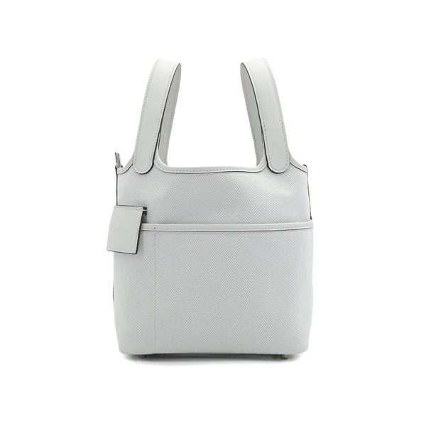HERMES PICOTIN LOCK 18 PM CARGO POCKET BLUE PALE TOILE GOELAND VEAU SWIFT 2024 W STAMP PALLADIUM HARDWARE 90328904