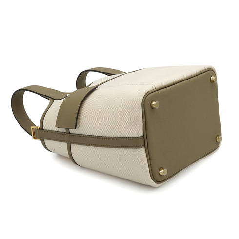 HERMES PICOTIN LOCK 18 PM CARGO POCKET ETOUPE BEIGE MARFA TOILE GOELAND VEAU SWIFT 2025 K STAMP GOLD HARDWARE 90339156