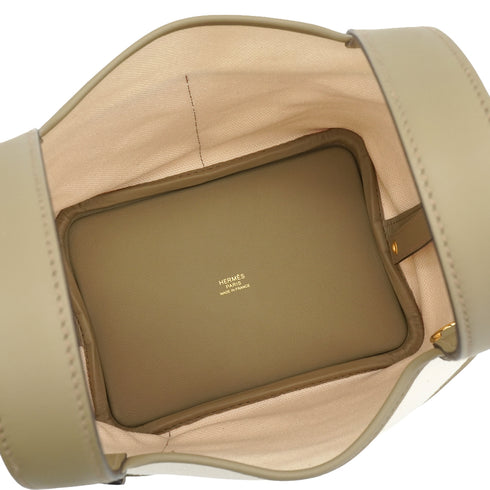 HERMES PICOTIN LOCK 18 PM CARGO POCKET ETOUPE BEIGE MARFA TOILE GOELAND VEAU SWIFT 2025 K STAMP GOLD HARDWARE 90339156
