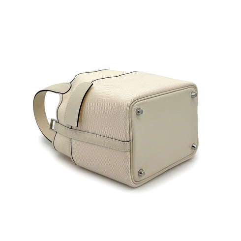 HERMES PICOTIN LOCK 18 PM CARGO POCKET NATA TOILE GOELAND VEAU SWIFT 2022 U STAMP PALLADIUM HARDWARE 90321151