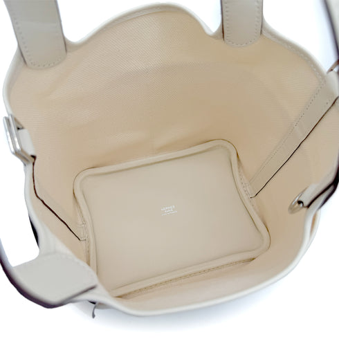 HERMES PICOTIN LOCK 18 PM CARGO POCKET NATA TOILE GOELAND VEAU SWIFT 2022 U STAMP PALLADIUM HARDWARE 90321151