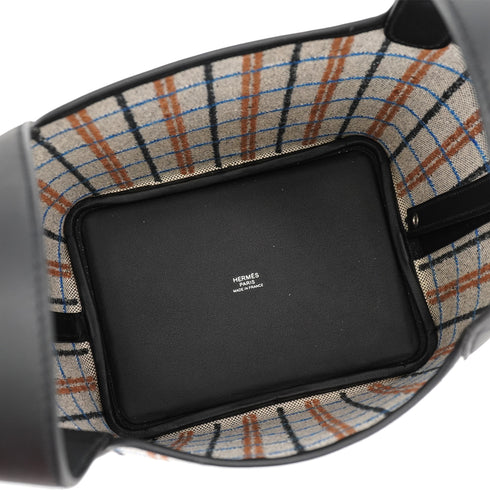 HERMES PICOTIN LOCK 18 PM COUVERTURE BLACK ECRU SWIFT TOILE H 2024 W STAMP PALLADIUM HARDWARE 90331416