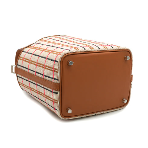 HERMES PICOTIN LOCK 18 PM COUVERTURE GOLD ECRU SWIFT TOILE H 2024 W STAMP PALLADIUM HARDWARE 90328699