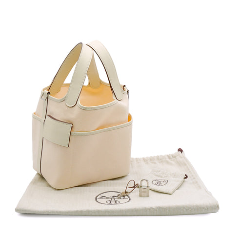 HERMES PICOTIN LOCK PM CARGO POCKET NATA TOILE GOELAND VEAU SWIFT 2021 Z STAMP PALLADIUM HARDWARE 90342568